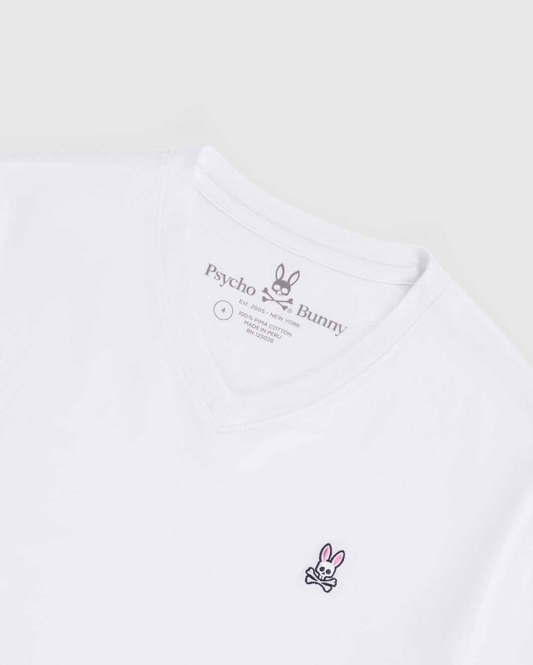 Tees Psycho Bunny Classic V Neck Tee Blanche Homme | GWO-03726708